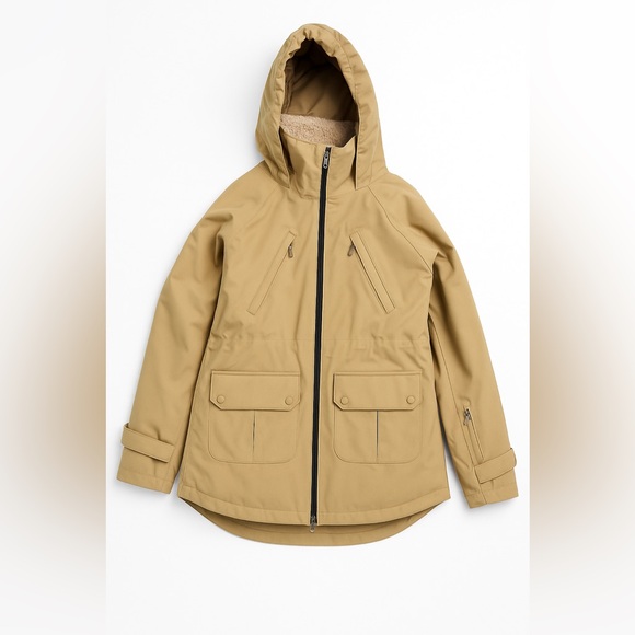 Burton Women’s Prowess Snowboard Jacket • L • Tan • Sherpa-Lined Hood - Picture 2 of 6